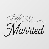 Niedlich Just Married Heart Black Script Fensteraufkleber (Blatt)