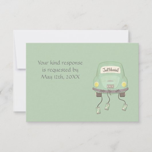 Niedlich Just Married Wedding RSVP Einladung (Vorderseite)