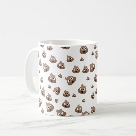 Niedlich kacken Sie Emoji Muster Kaffeetasse (Vorderseite Links)