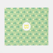 Niedlich Kakti Gelber Kaktus | Monogramm Fleecedecke (Vorderseite (Horizontal))