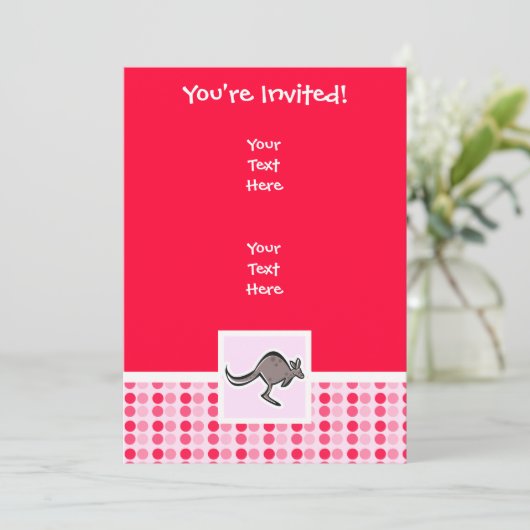 Niedlich Kangaroo Einladung (Stehend Vorderseite)