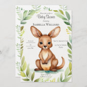 Niedlich Kangaroo Elegant Baby Dusche Einladung (Vorne/Hinten)