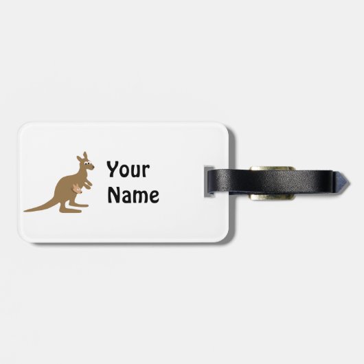 Niedlich Kangaroo und Joey Gepäckanhänger (Rückseite horizontal)