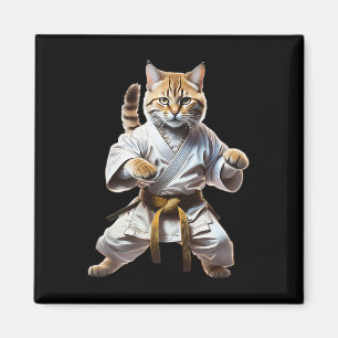 Niedlich Karate Cat Fighting Cartoon Illustration  Magnet