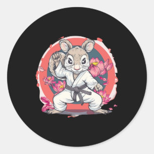 Niedlich Karate Eichhörnchen Lotus Blume Mixed Mar Runder Aufkleber