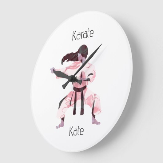 Niedlich Karate Girl Martial Arts Große Wanduhr (Winkel)