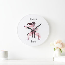 Niedlich Karate Girl Martial Arts Große Wanduhr