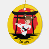 Niedlich Karate Girl Personalisiert Kids Name Weih Keramik Ornament (Links)