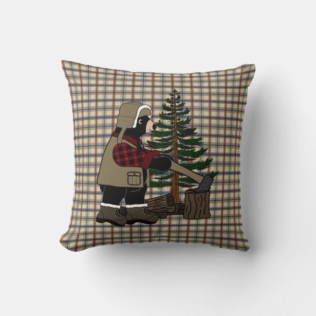 Niedlich Kariertes Lumberjack Kissen (Vorderseite)