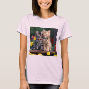 Niedlich-Kätzchen Blument-shirt T-Shirt