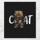 niedlich-Katze-schön-Katzenpuppe-schwarz-hintergru Weinetikett (Einzelnes Label)