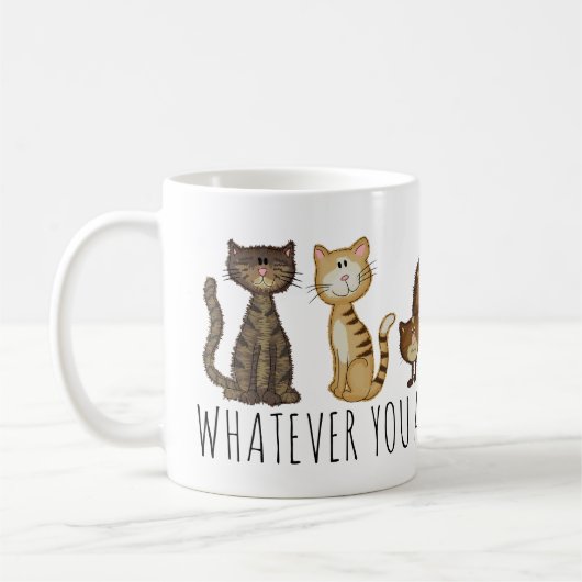 Niedlich Katzen Cartoon Personalisiert Kaffeetasse (Links)