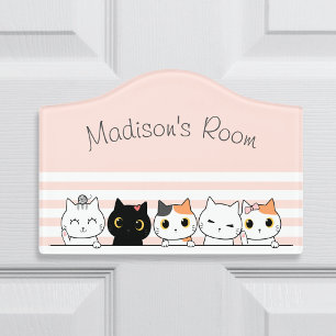 Niedlich Katzen Personalisiert Türschild
