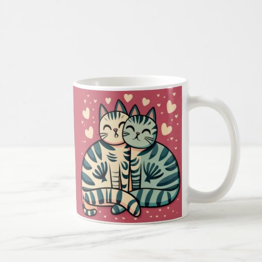 Niedlich Katzen Valentine Kaffeetasse (Rechts)