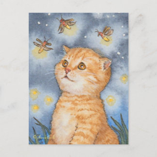 Niedlich Katzenkätzchen mit Feuerwerk Postkarte