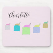 Niedlich Katzenkatze Illustration Mit Monogramm Mousepad (Vorne)