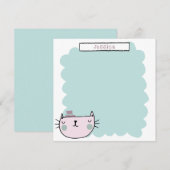Niedlich Katzenpastel Aquamarin Lilac Personalisie Dankeskarte (Vorne/Hinten)