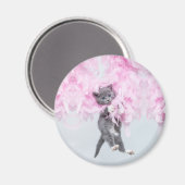 Niedlich Katzenrosa Magnet (Vorderseite/Rückseite)