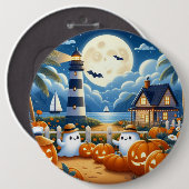 Niedlich, kautisches/kstenförmiges Halloween-Geist Button (Vorne & Hinten)