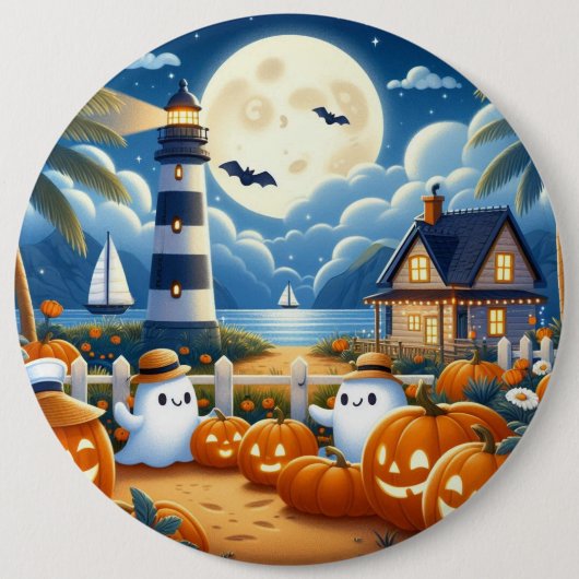Niedlich, kautisches/kstenförmiges Halloween-Geist Button (Vorderseite)