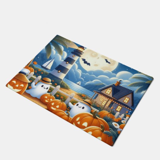 Niedlich, kautisches/kstenförmiges Halloween-Geist Fußmatte (Schrägansicht)