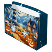 Niedlich, kautisches/kstenförmiges Halloween-Geist Große Geschenktüte (Rückseite Schrägansicht)
