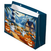Niedlich, kautisches/kstenförmiges Halloween-Geist Große Geschenktüte (Vorderseite Schrägansicht)
