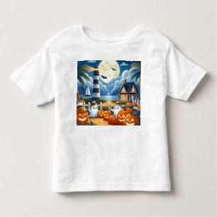 Niedlich, kautisches/kstenförmiges Halloween-Geist Kleinkind T-shirt