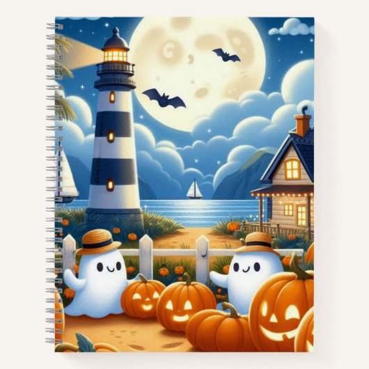 Niedlich, kautisches/kstenförmiges Halloween-Geist Notizblock (Vorderseite)