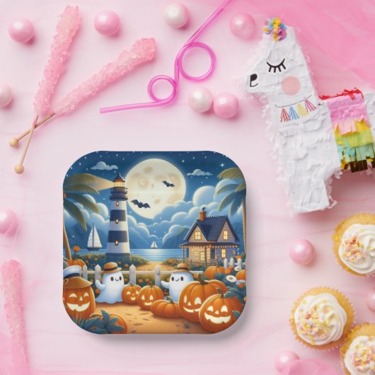 Niedlich, kautisches/kstenförmiges Halloween-Geist Pappteller (Party)