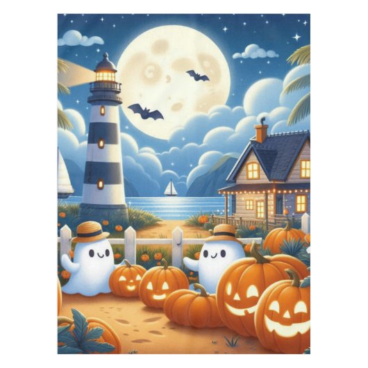 Niedlich, kautisches/kstenförmiges Halloween-Geist Tischdecke (Vorderseite)