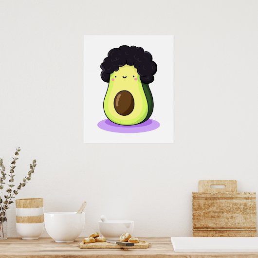 Niedlich Kawaii Afrocado Poster (Küche)