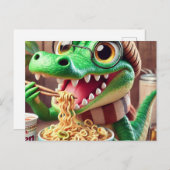 Niedlich Kawaii Alligator Eating Ramen Postkarte (Vorne/Hinten)