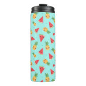 Niedlich Kawaii Ananas und Wassermelone Thermosbecher (Vorderseite)