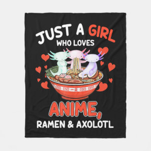 Niedlich Kawaii Anime Axolotl Japanese Ramen Noodl Fleecedecke