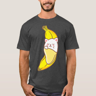 Niedlich Kawaii Anime Banana Cat Kitten Ästhetik J T-Shirt