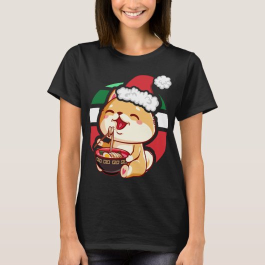 Niedlich Kawaii Anime Shiba Inu Dog Eating Ramen C T-Shirt (Vorderseite)