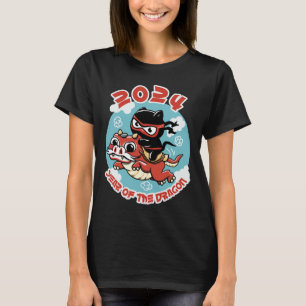 Niedlich Kawaii Art Jahr 2024 des Drachen T-Shirt