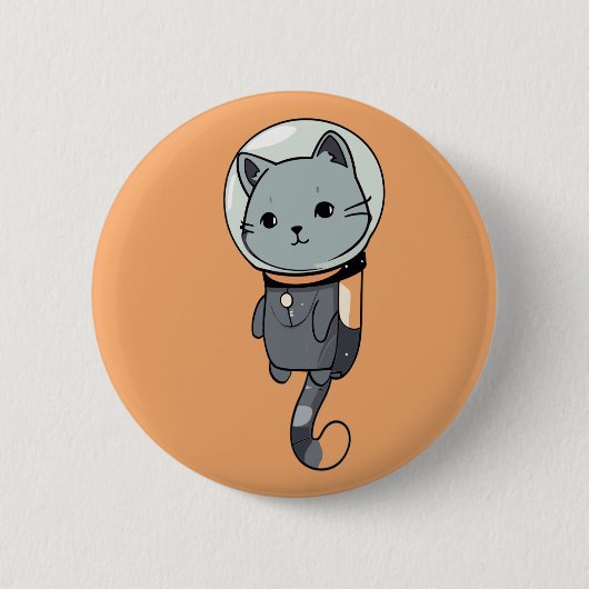 Niedlich Kawaii Astronaut Kitten Button (Vorderseite)