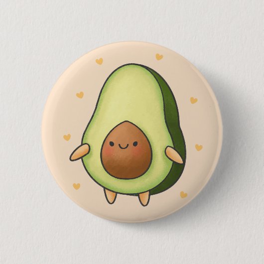 Niedlich Kawaii Avocado Button (Vorderseite)