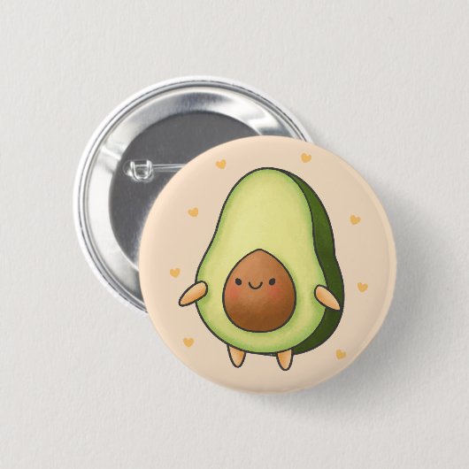 Niedlich Kawaii Avocado Button (Vorne & Hinten)