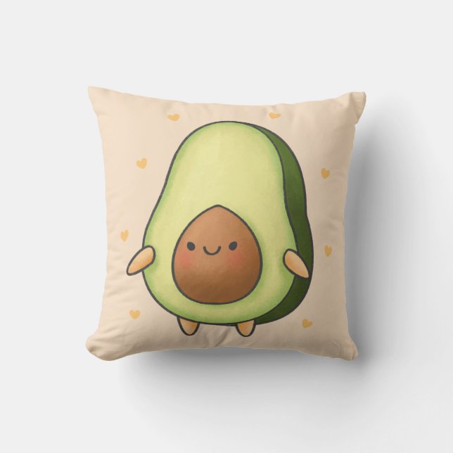 Niedlich Kawaii Avocado Kissen (Vorderseite)