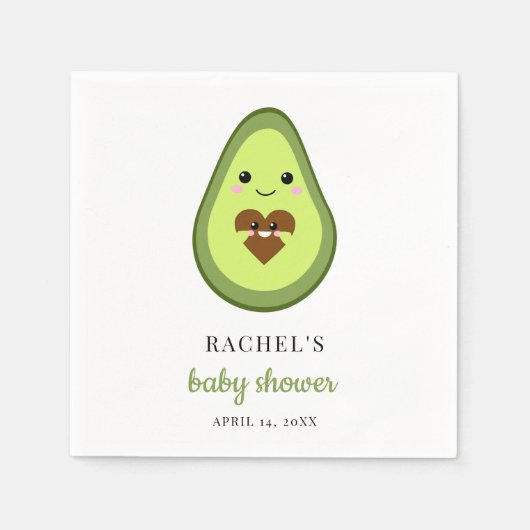Niedlich Kawaii Avocado Pregnant Baby Shower Fiest Serviette (Vorderseite)