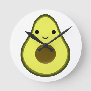 Niedlich Kawaii Avocado Runde Wanduhr