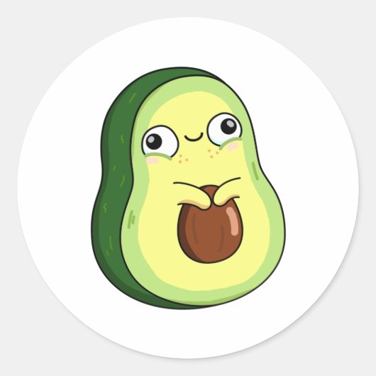 Niedlich Kawaii Avocado Runder Aufkleber (Vorderseite)