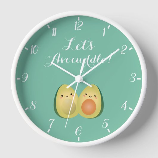 Niedlich Kawaii Avocados Couple Funny Let's Avocud Uhr (Vorderseite)