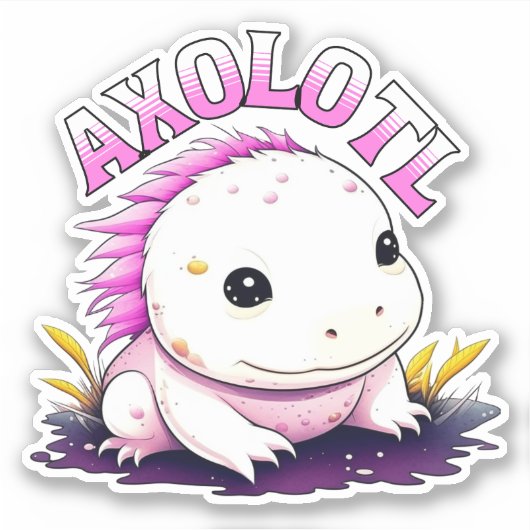 Niedlich Kawaii Axolotl Aufkleber (Vorderseite)