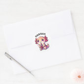 Niedlich Kawaii Axolotl mit Bubble Tee Personalisi Runder Aufkleber (Umschlag)
