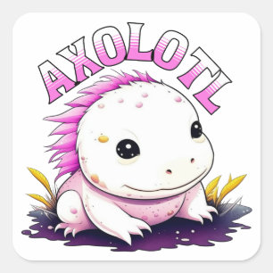 Niedlich Kawaii Axolotl Quadratischer Aufkleber