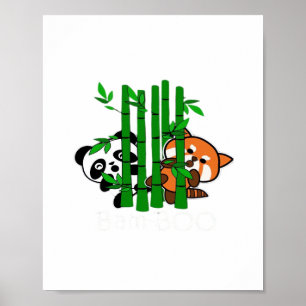 Niedlich Kawaii Baby Panda und Red Panda Bamboo Pe Poster